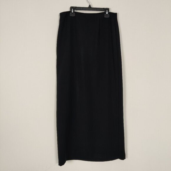 Pariscope Women's Wrap Skirt Size 10 Black Business Casual Old Money Modest Chic - Picture 1 of 9